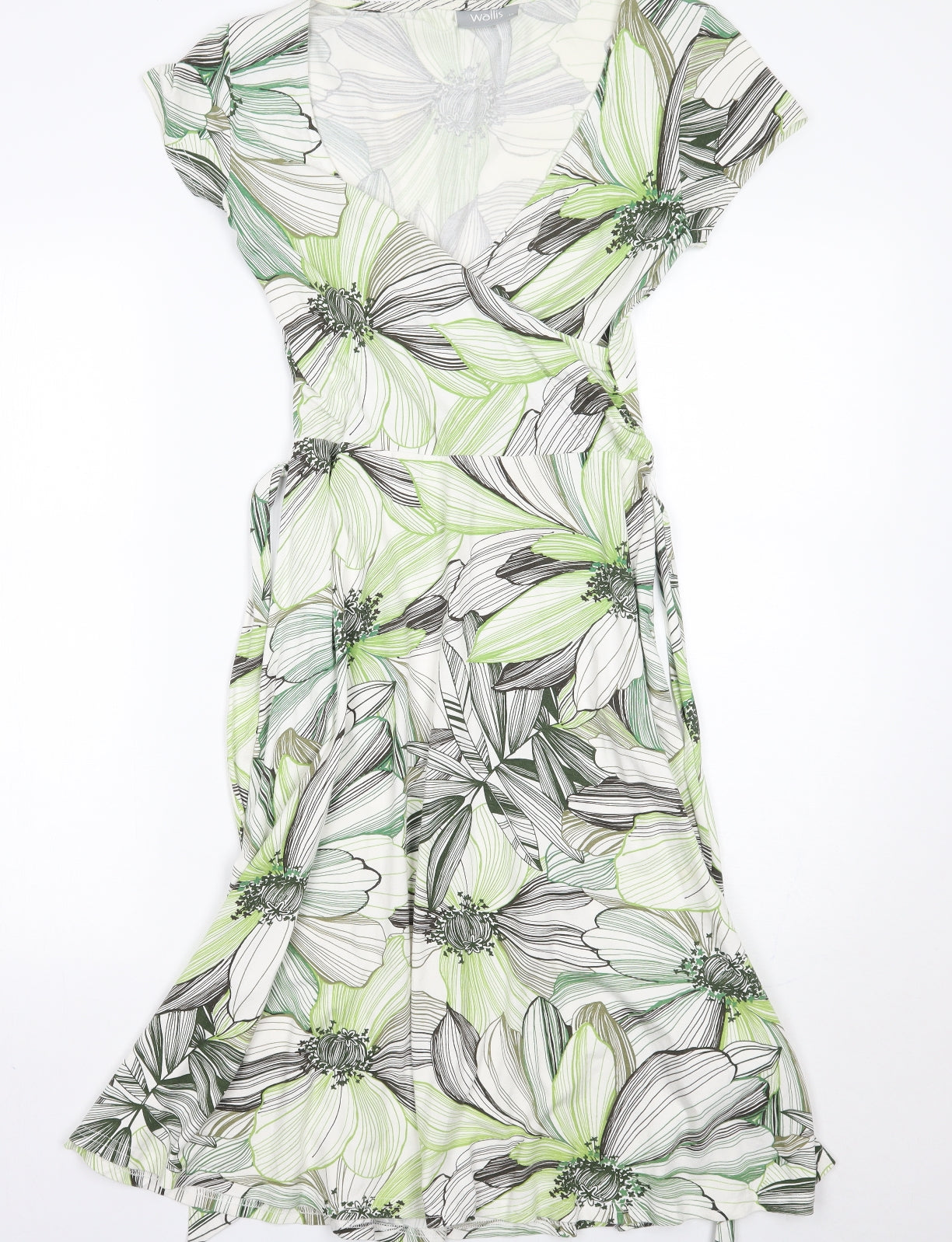 Wallis Womens White Floral  A-Line  Size 10