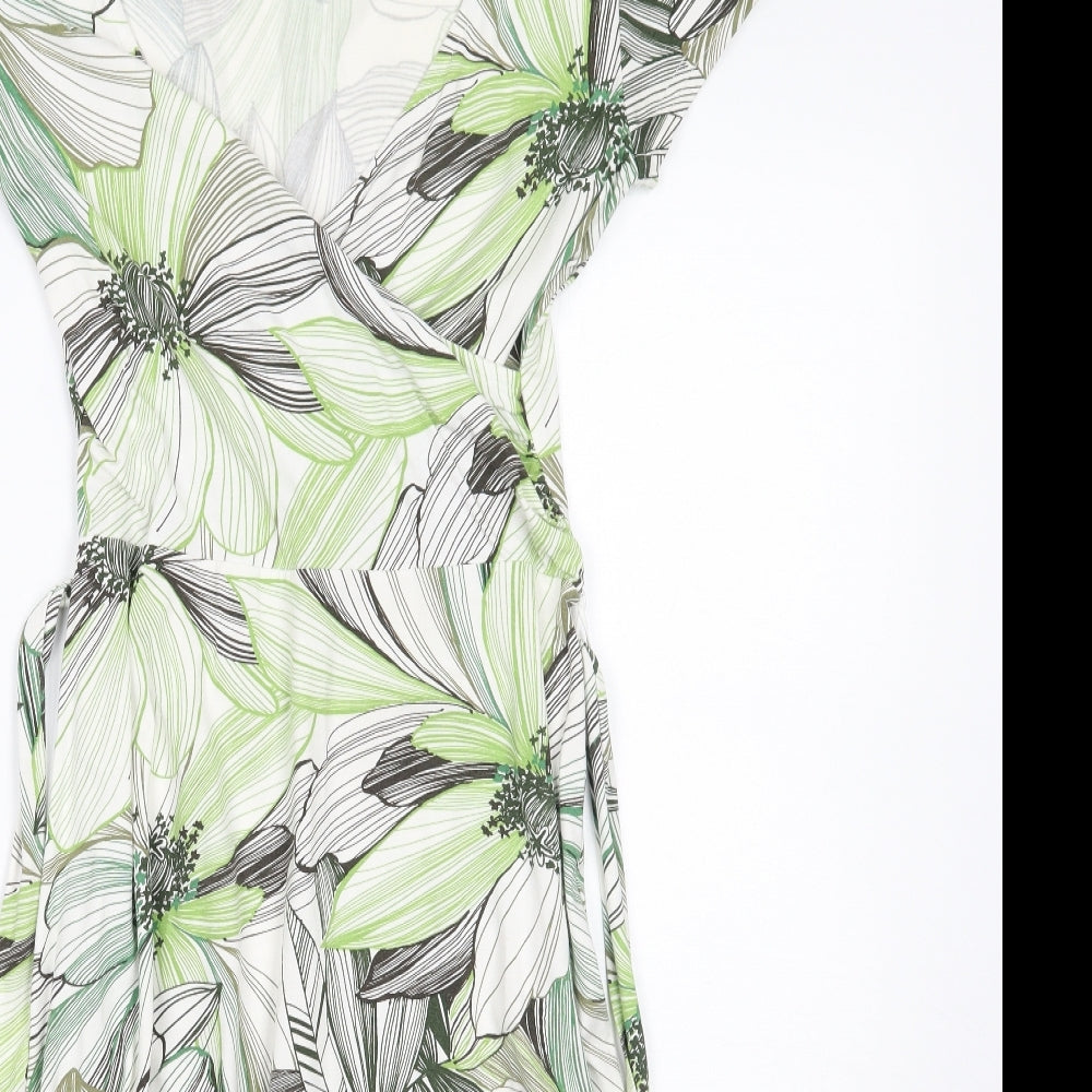 Wallis Womens White Floral  A-Line  Size 10