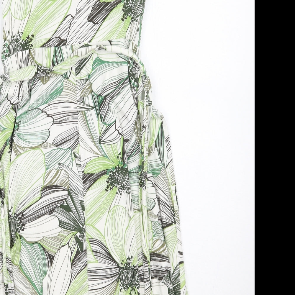 Wallis Womens White Floral  A-Line  Size 10