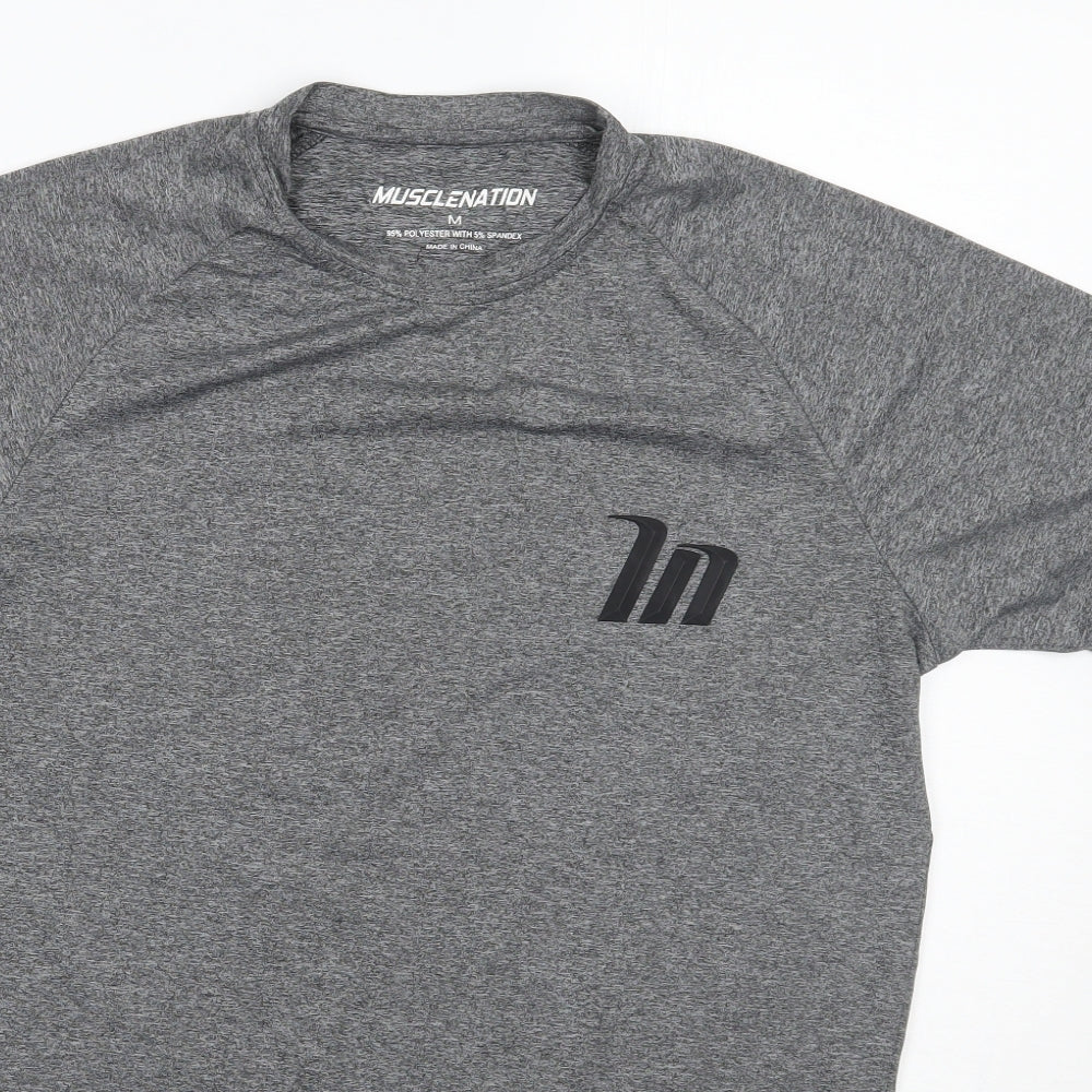 Muscle nation Mens Grey    T-Shirt Size M