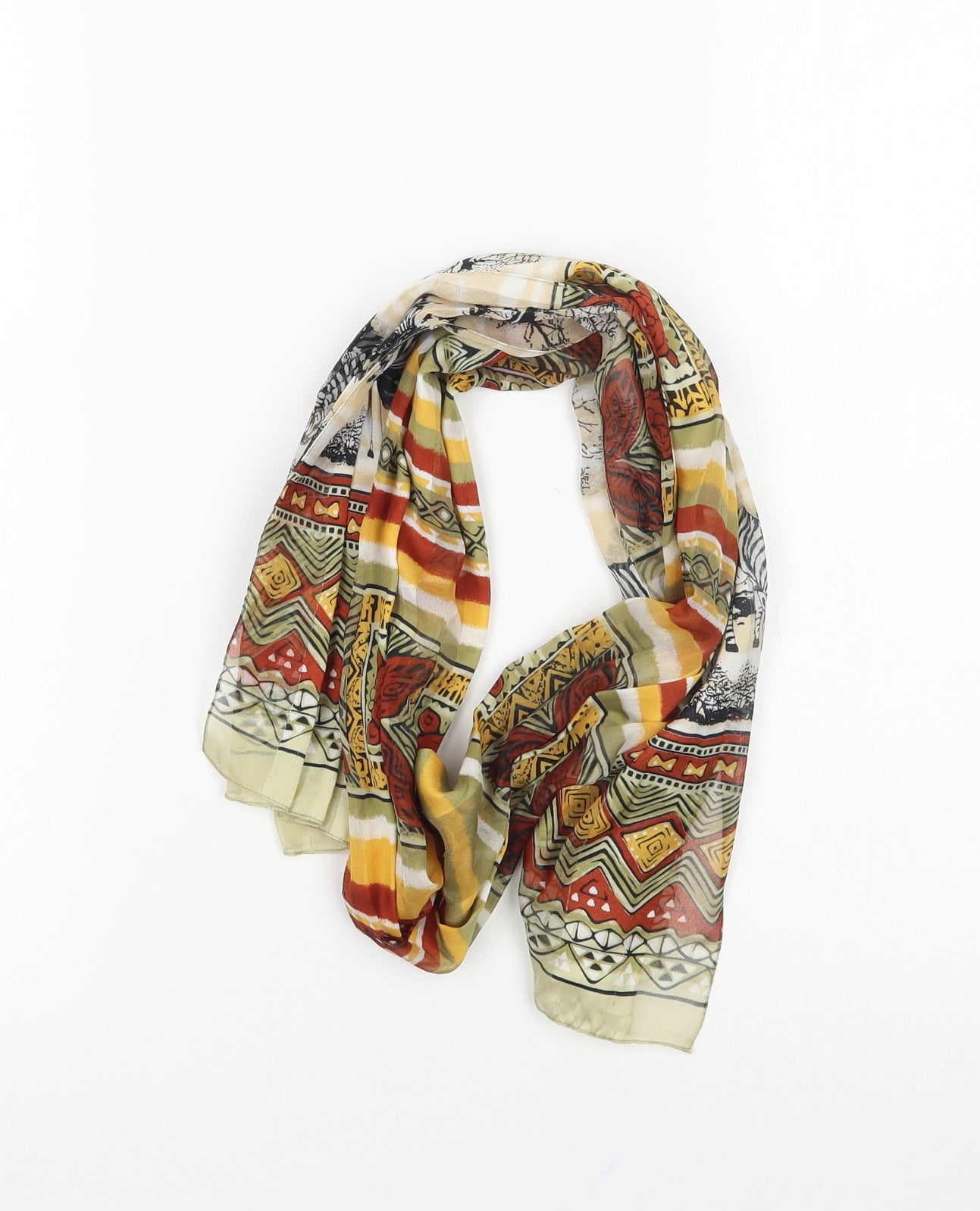 Preworn Womens Orange Striped   Scarf