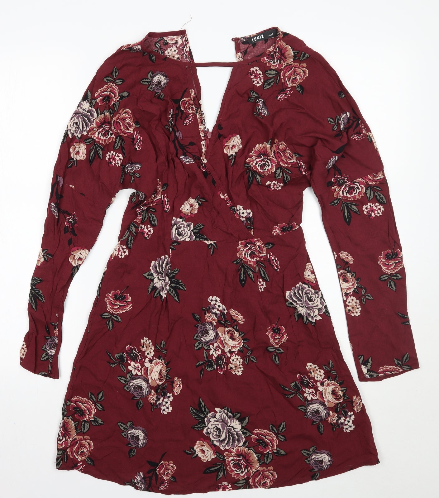 Lunik Womens Purple Floral  A-Line  Size S