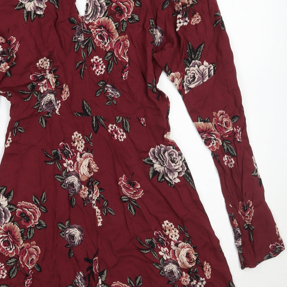 Lunik Womens Purple Floral  A-Line  Size S