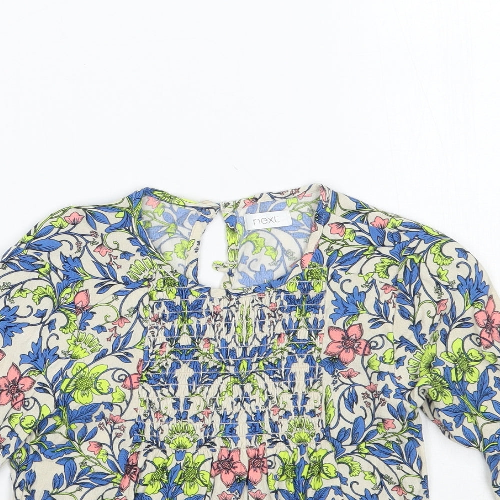 NEXT Girls Grey Floral  Basic Blouse Size 5 Years