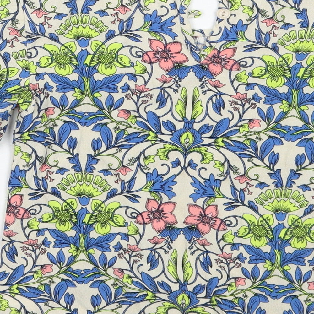 NEXT Girls Grey Floral  Basic Blouse Size 5 Years