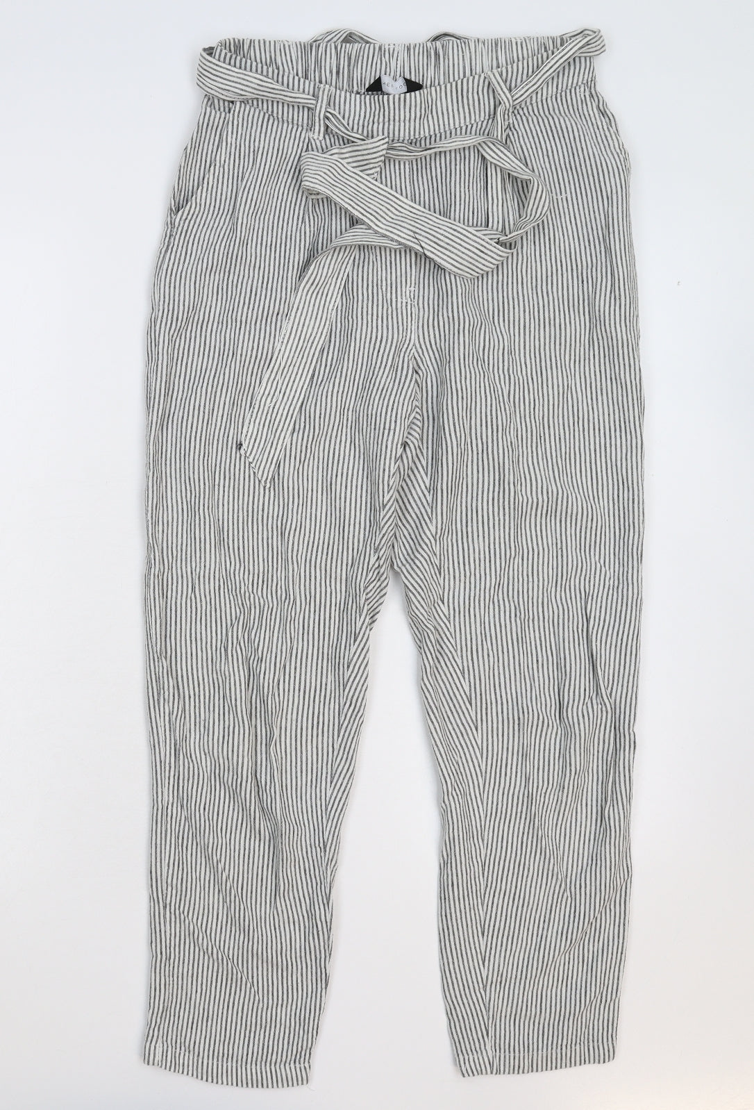New Look Womens Grey Striped  Trousers  Size 6 L25 in