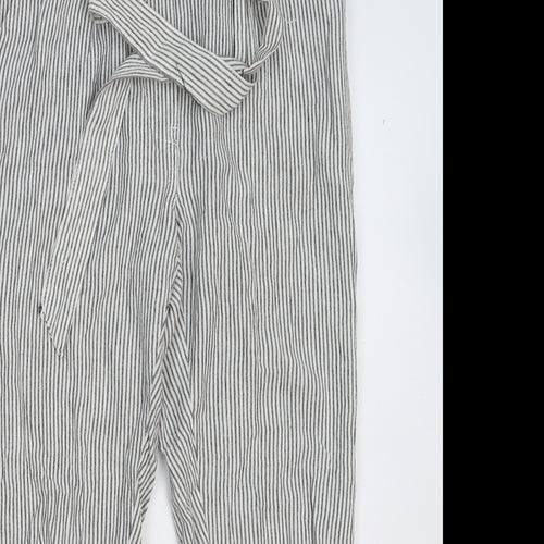 New Look Womens Grey Striped  Trousers  Size 6 L25 in