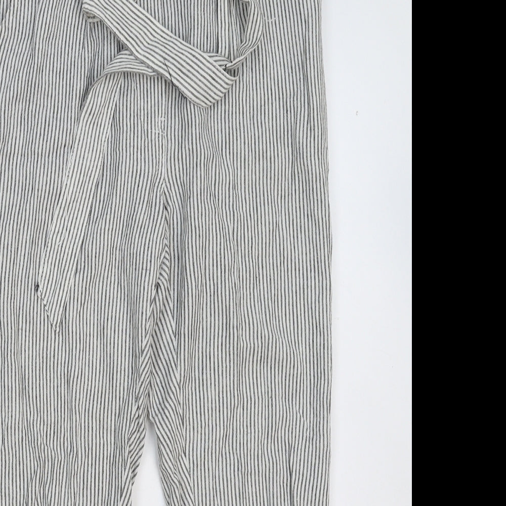 New Look Womens Grey Striped  Trousers  Size 6 L25 in