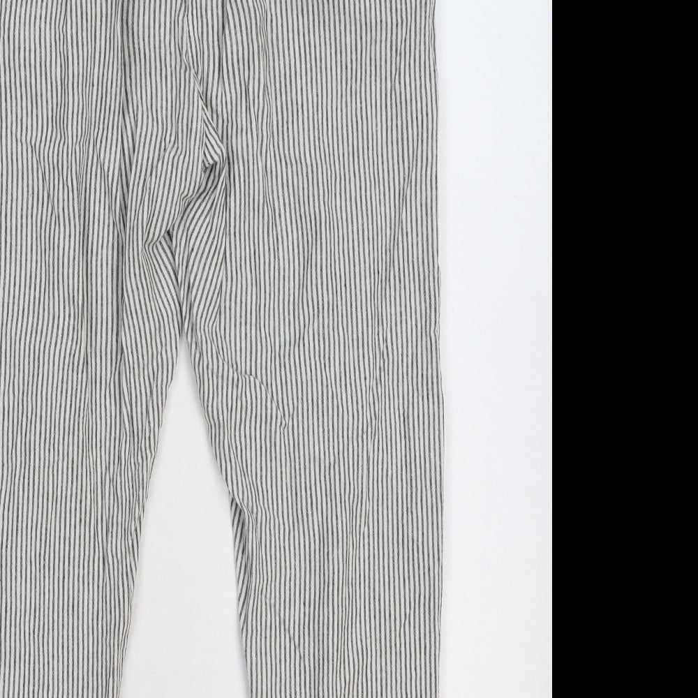 New Look Womens Grey Striped  Trousers  Size 6 L25 in