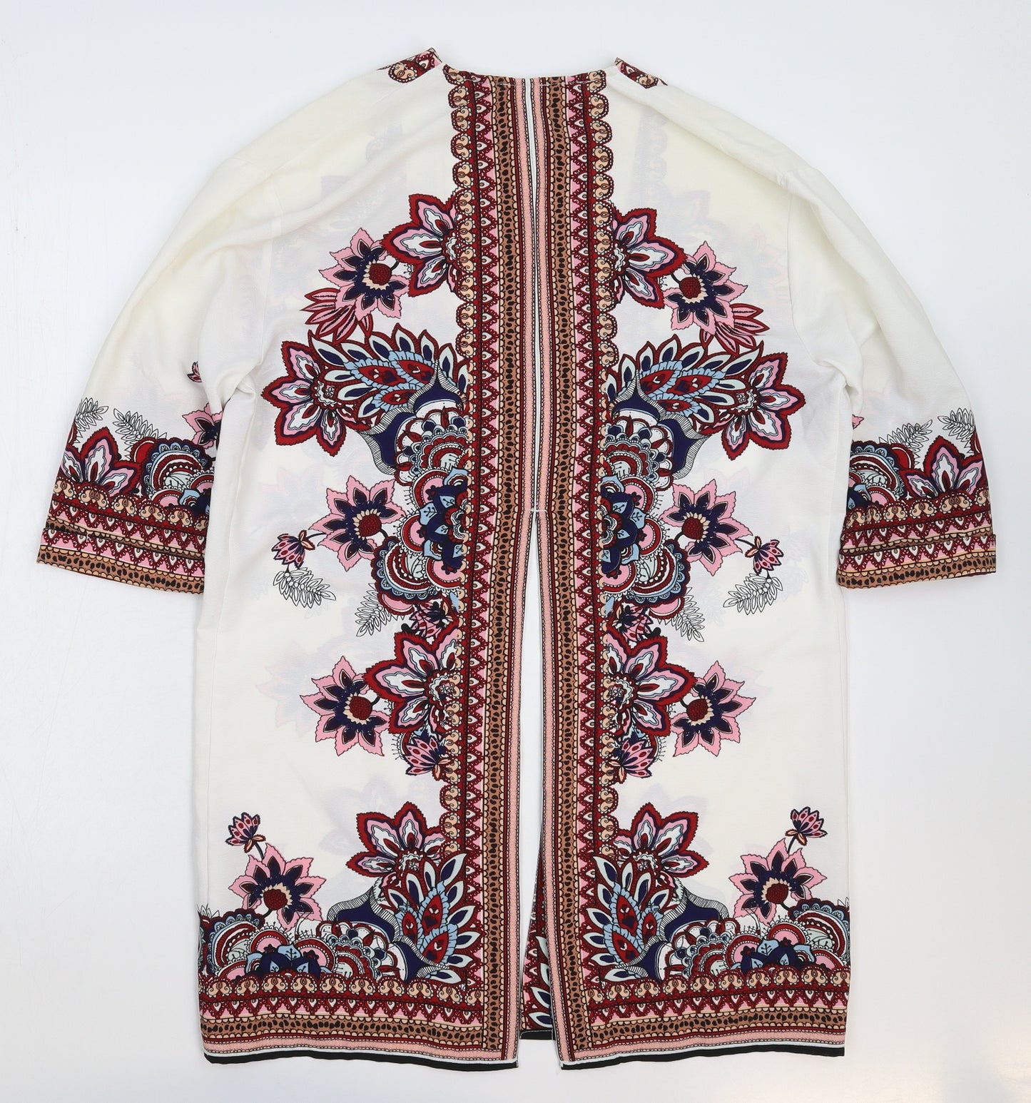 River Island Womens White Floral Satin Basic Blouse Size 8