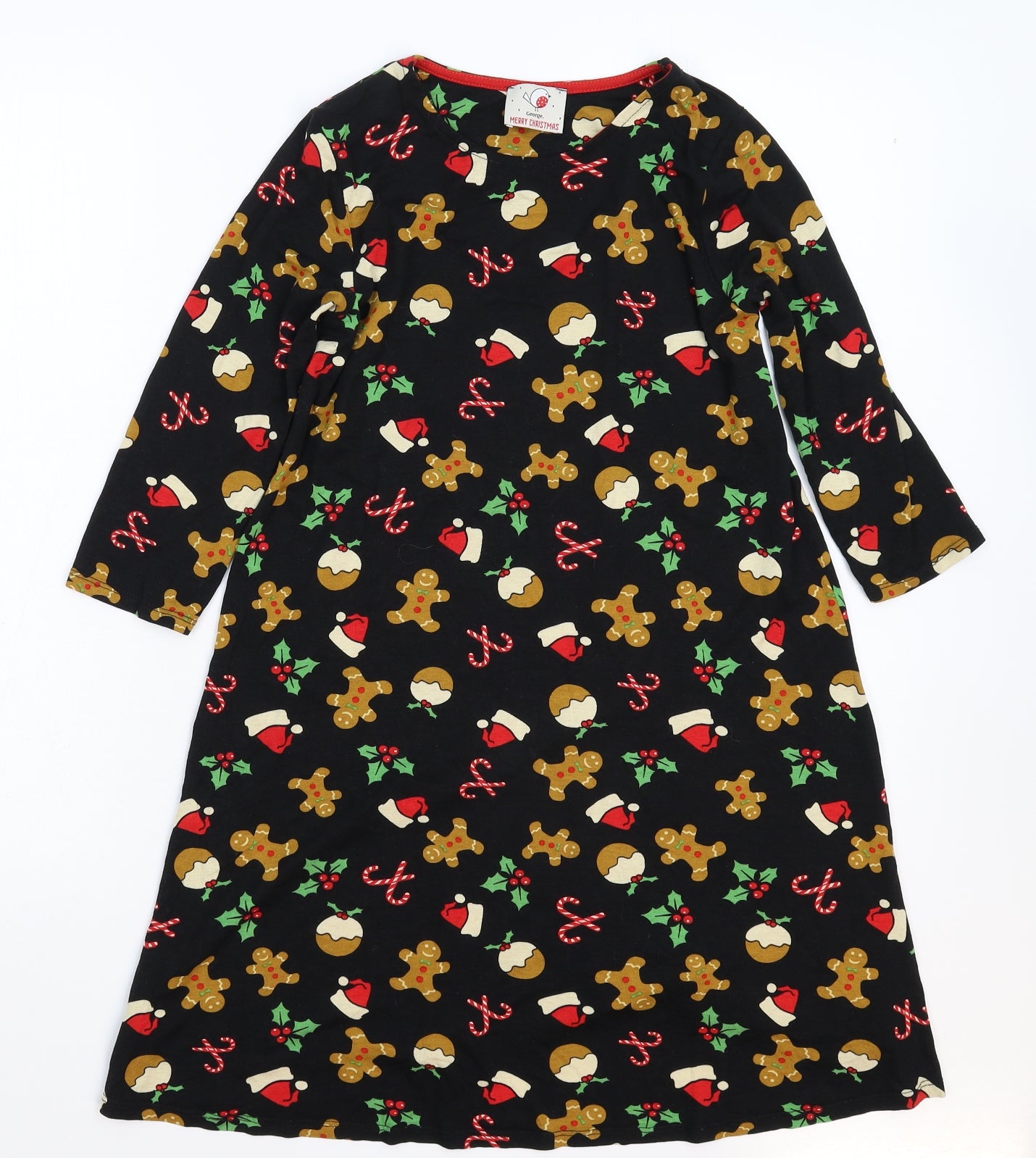 George Girls Black   T-Shirt Dress  Size 11-12 Years  - Christmas