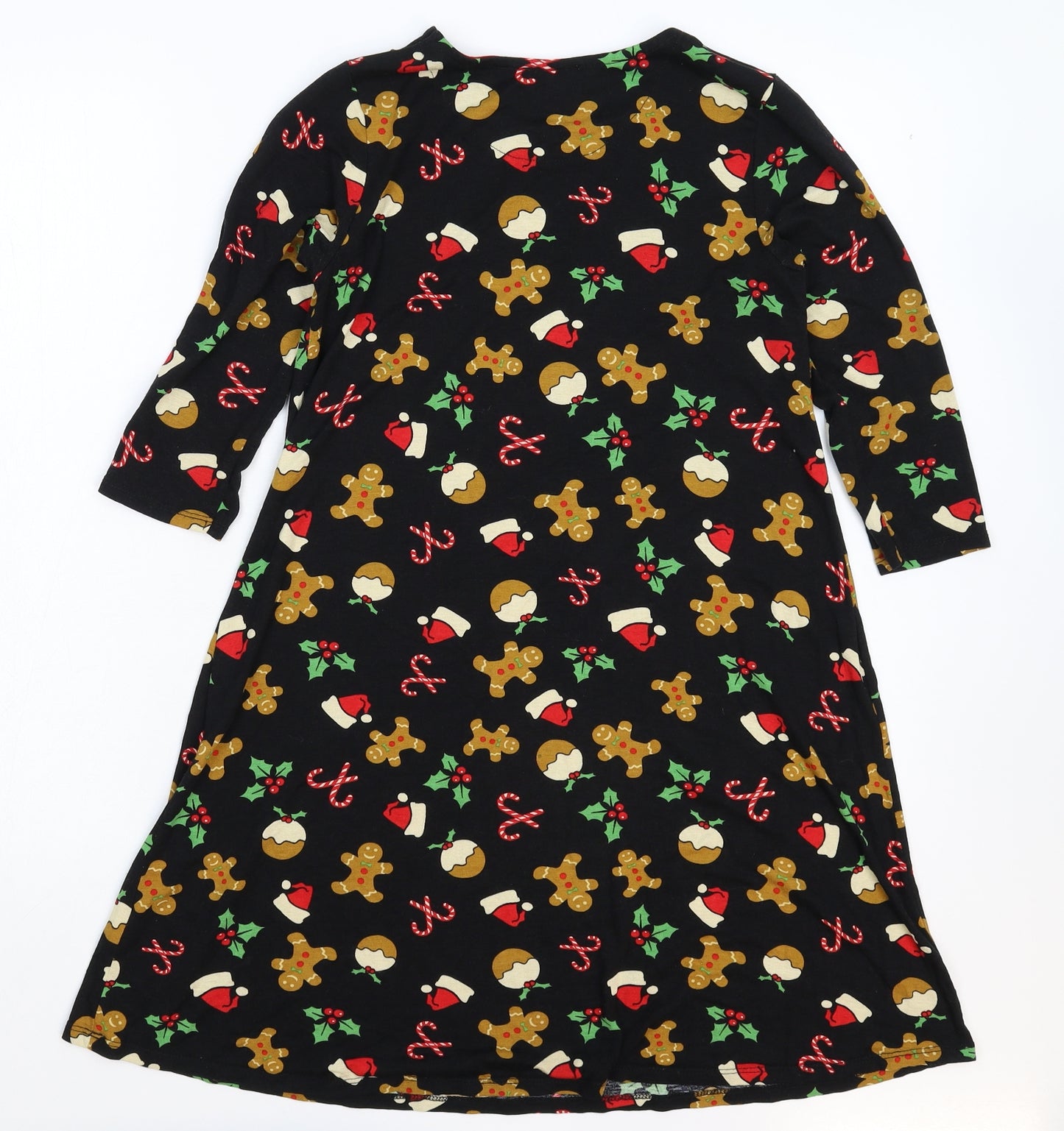 George Girls Black   T-Shirt Dress  Size 11-12 Years  - Christmas