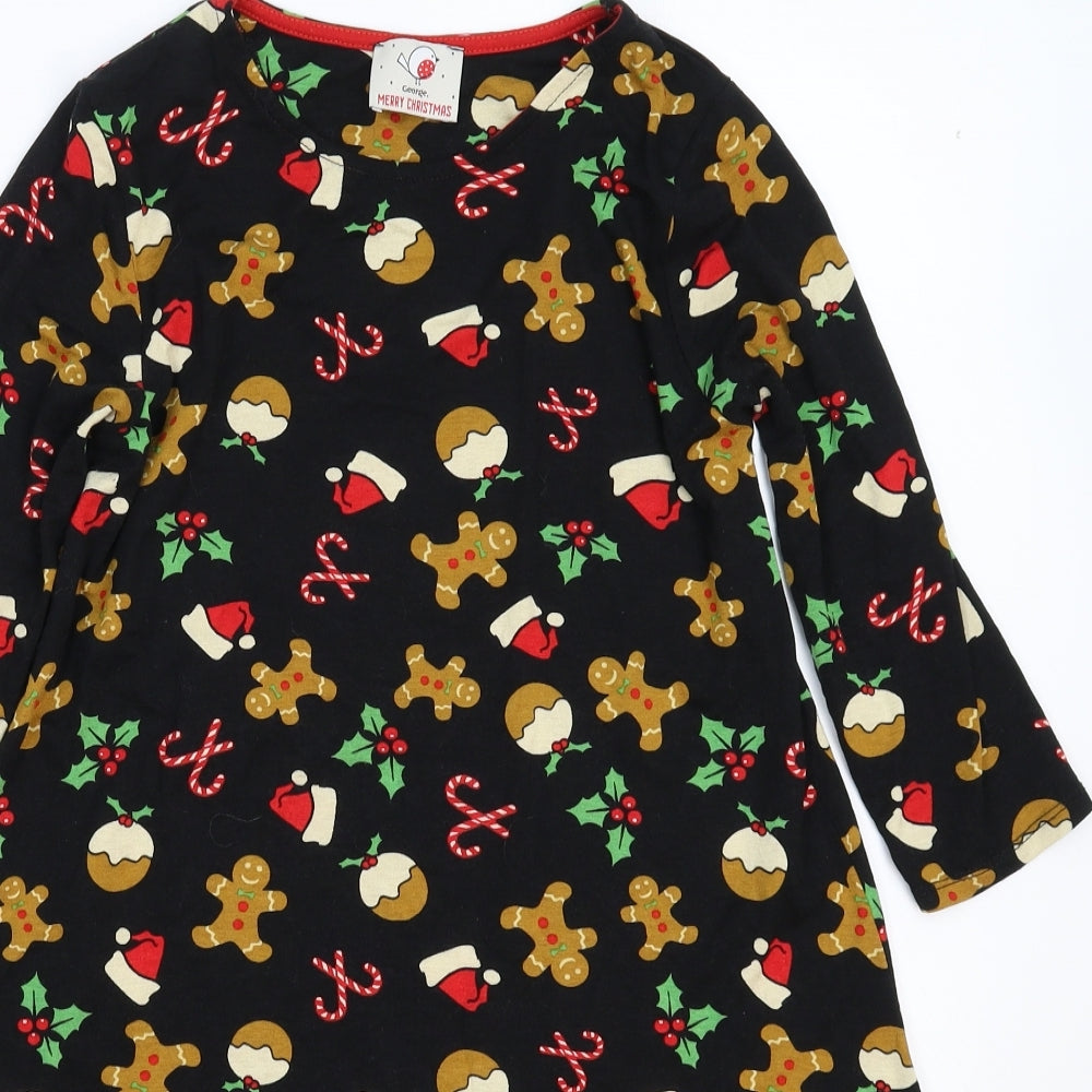 George Girls Black   T-Shirt Dress  Size 11-12 Years  - Christmas