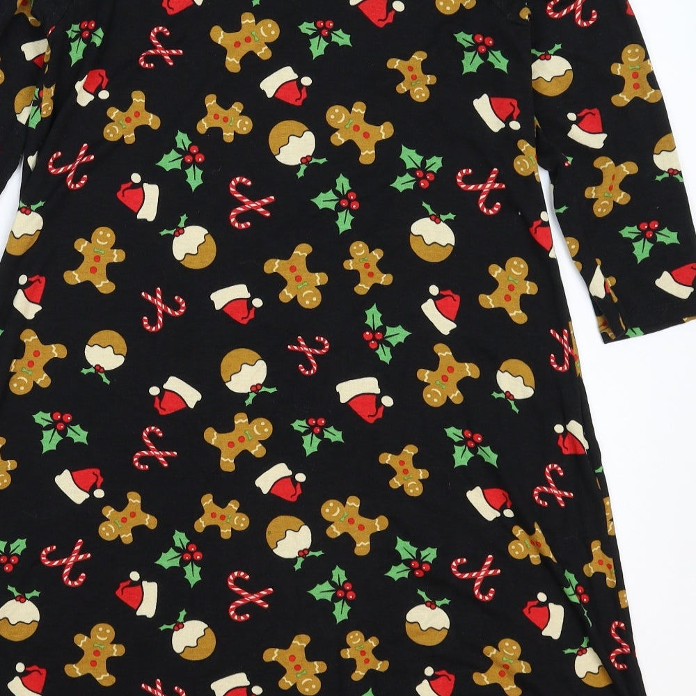 George Girls Black   T-Shirt Dress  Size 11-12 Years  - Christmas