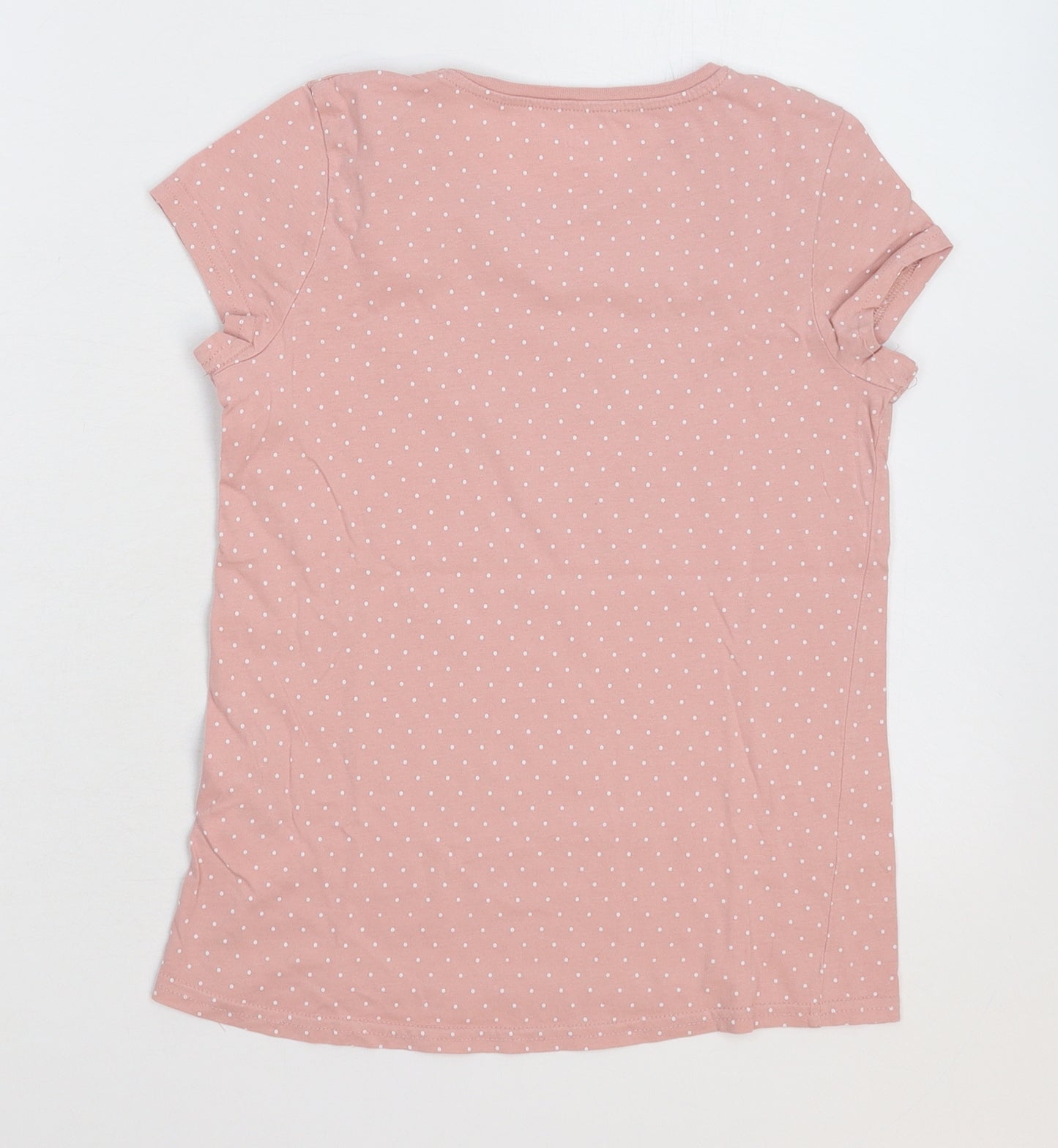H&M Girls Pink Spotted  Basic T-Shirt Size 9-10 Years