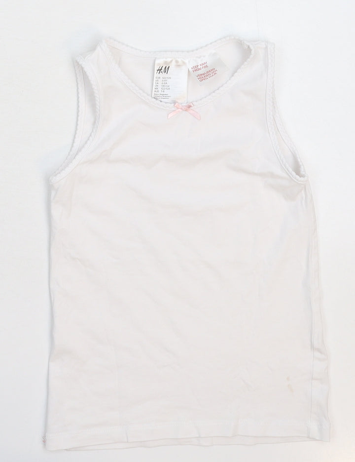 H&M Girls White   Basic Tank Size 7-8 Years