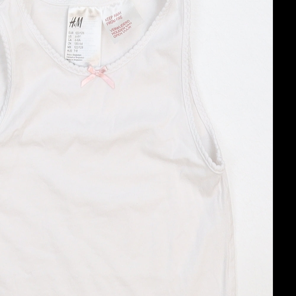 H&M Girls White   Basic Tank Size 7-8 Years