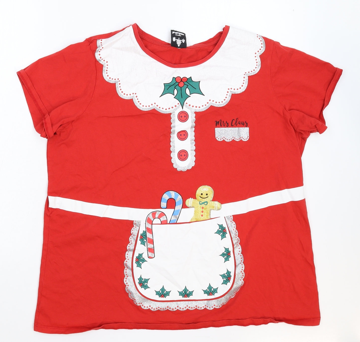 George Womens Red   Basic T-Shirt Size XL  - Christmas