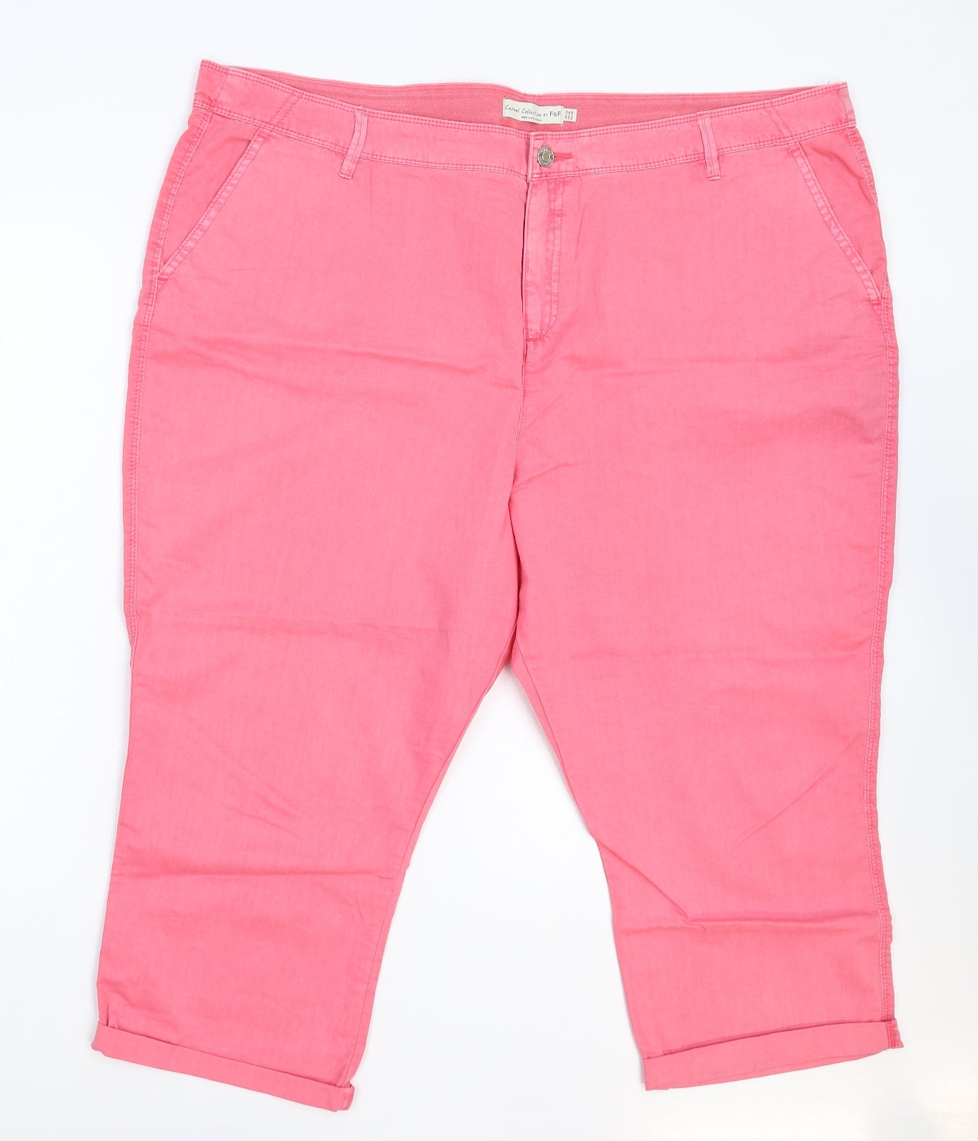 F&F Womens Pink   Cropped Trousers Size 22 L20 in