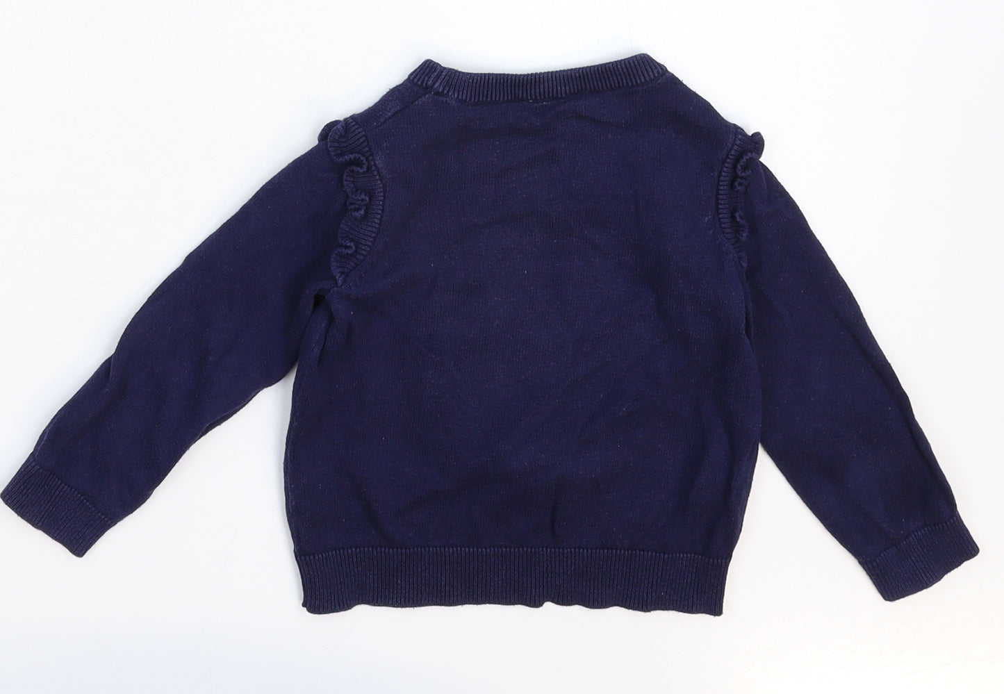 M&Co Girls Blue  Knit Pullover Jumper Size 12-18 Months