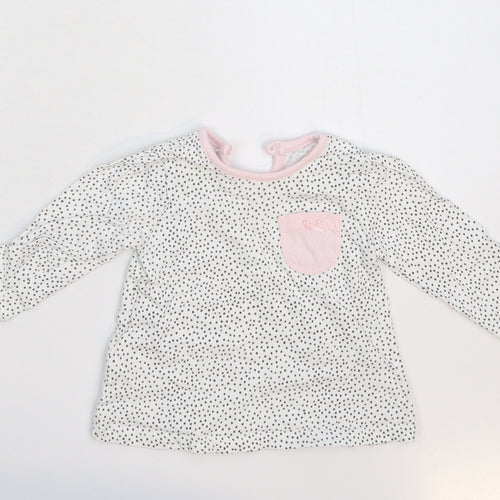 George Girls White Spotted  Basic T-Shirt Size 3-6 Months
