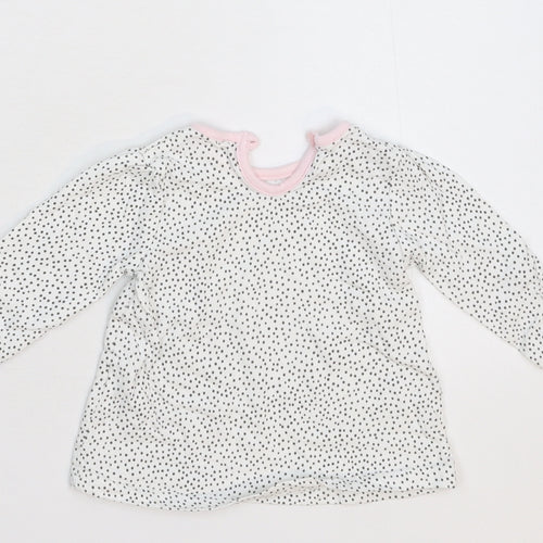 George Girls White Spotted  Basic T-Shirt Size 3-6 Months