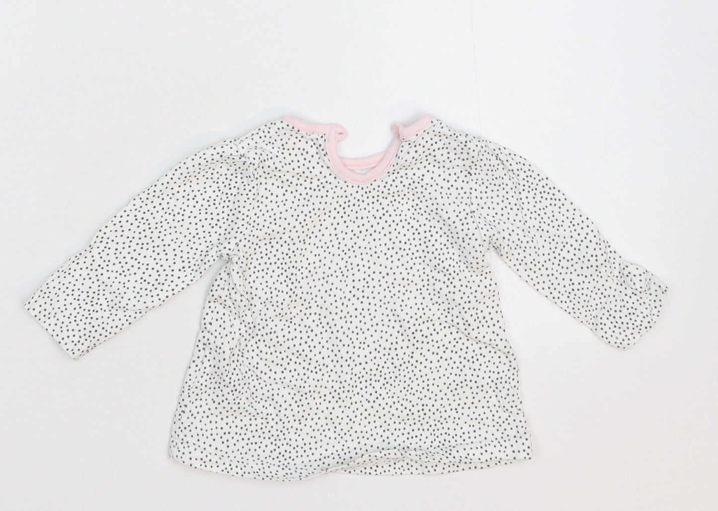 George Girls White Spotted  Basic T-Shirt Size 3-6 Months