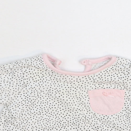 George Girls White Spotted  Basic T-Shirt Size 3-6 Months