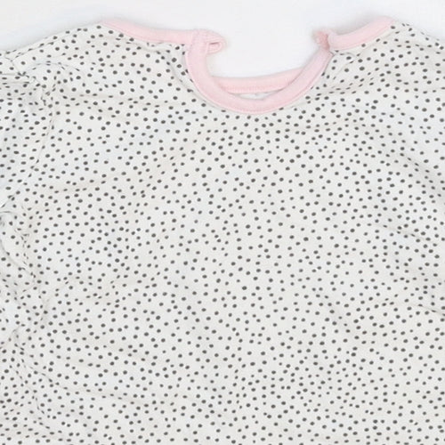George Girls White Spotted  Basic T-Shirt Size 3-6 Months
