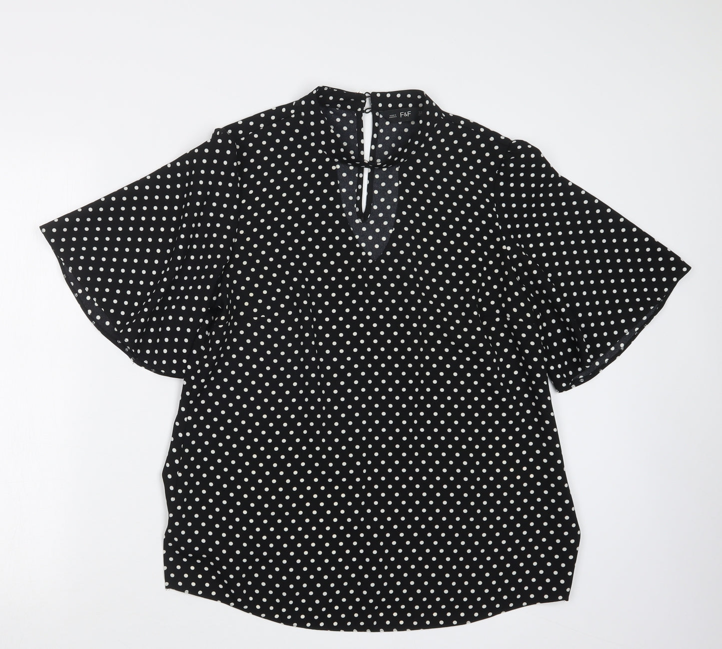F&F Womens Black Polka Dot  Basic Blouse Size 12