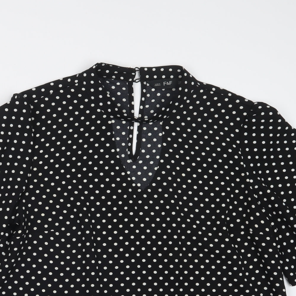F&F Womens Black Polka Dot  Basic Blouse Size 12