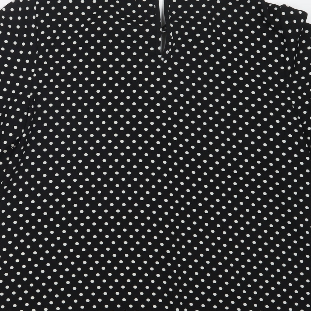 F&F Womens Black Polka Dot  Basic Blouse Size 12