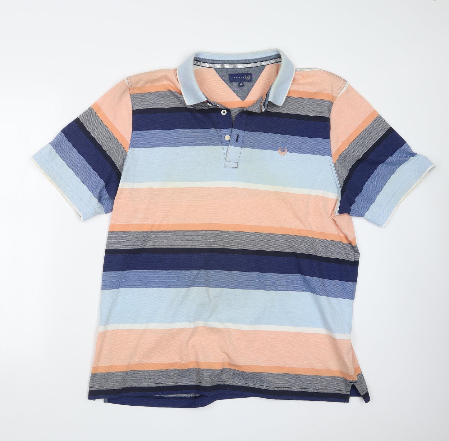 Lincoln Mens Blue Striped   Polo Size XL