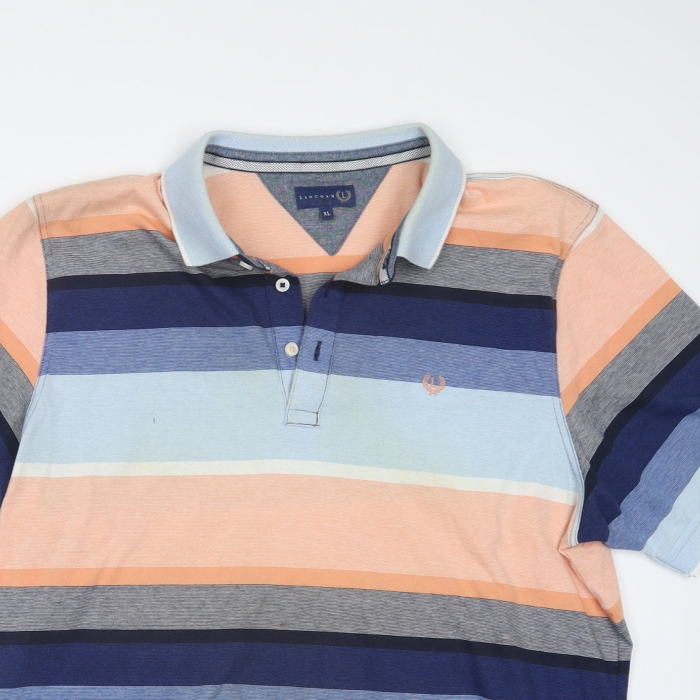 Lincoln Mens Blue Striped   Polo Size XL
