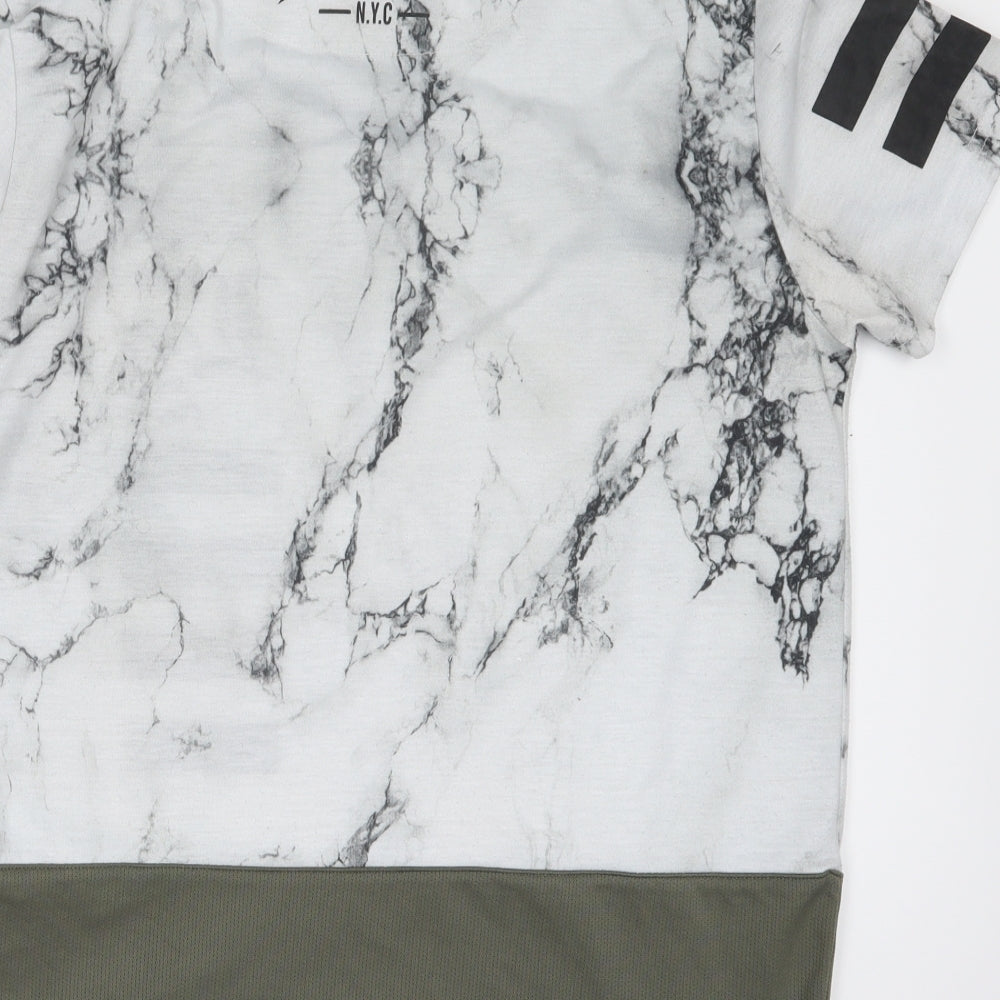 Fabric Mens Black Geometric   T-Shirt Size L