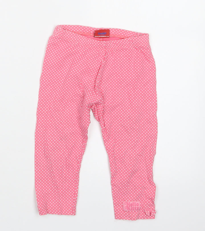 Mothercare Girls Pink Polka Dot  Carrot Trousers Size 4-5 Years - Hello Kitty