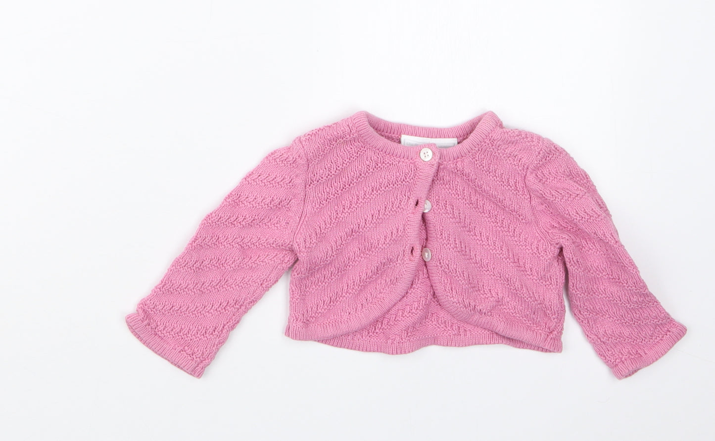 the little white company Girls Pink  Knit Cardigan Jumper Size 6-9 Months