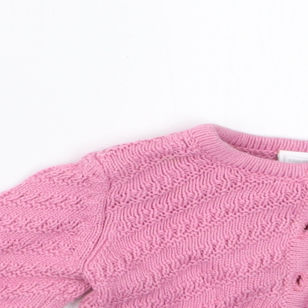 the little white company Girls Pink  Knit Cardigan Jumper Size 6-9 Months