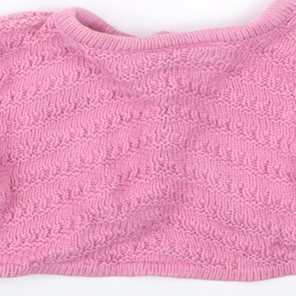 the little white company Girls Pink  Knit Cardigan Jumper Size 6-9 Months