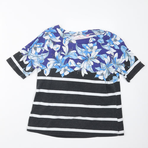 Julipa Womens Black Geometric  Basic T-Shirt Size 14