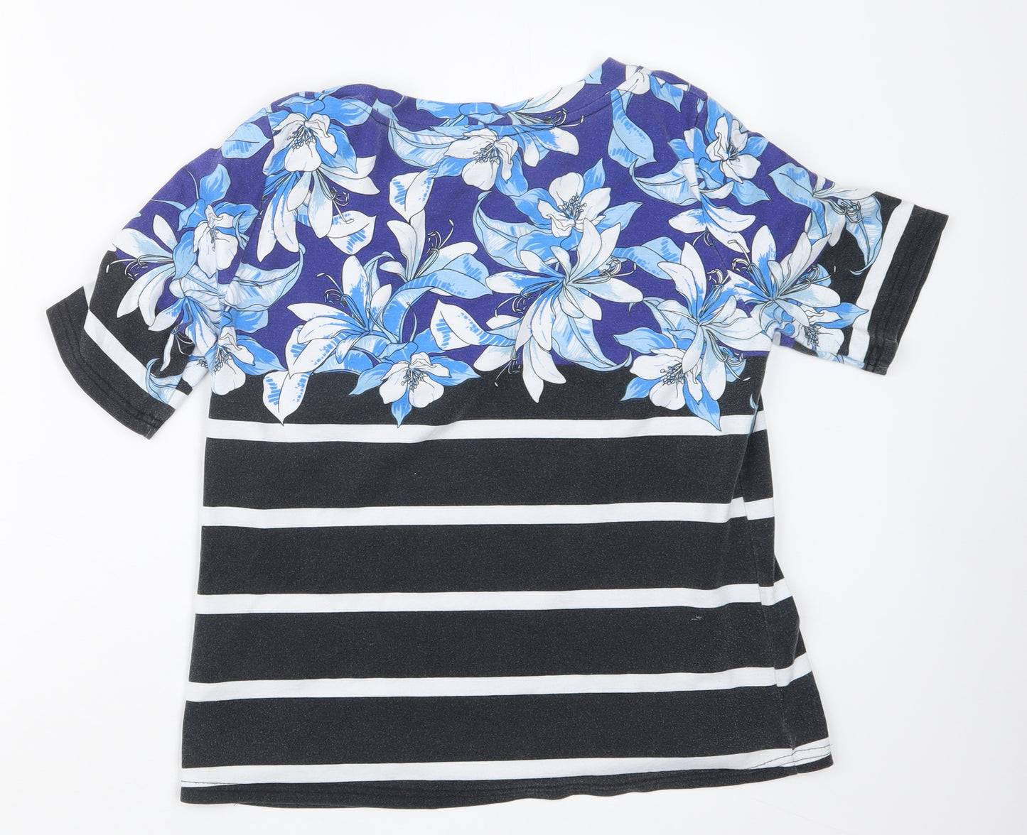 Julipa Womens Black Geometric  Basic T-Shirt Size 14