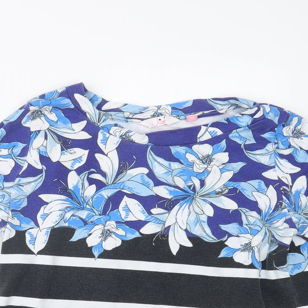 Julipa Womens Black Geometric  Basic T-Shirt Size 14