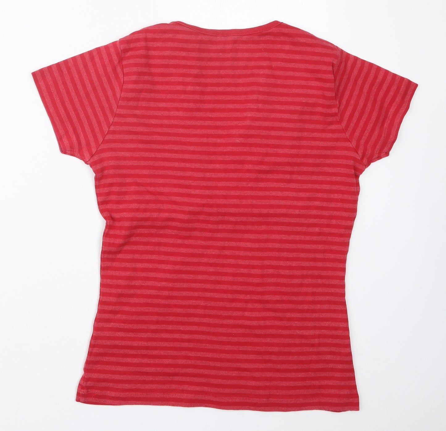 M&Co Womens Red Striped  Basic T-Shirt Size M