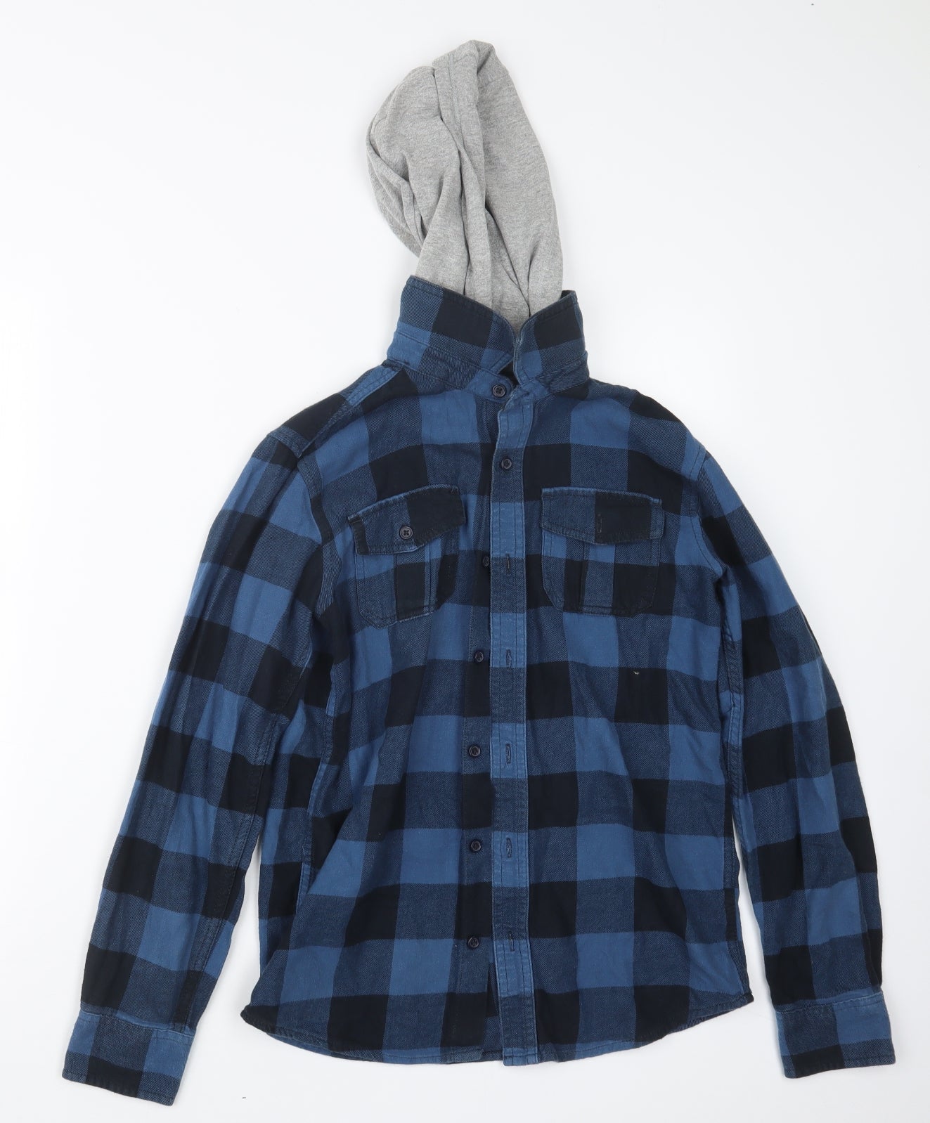 BHS Boys Blue Check  Basic Button-Up Size 11-12 Years