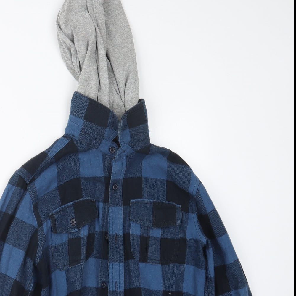BHS Boys Blue Check  Basic Button-Up Size 11-12 Years