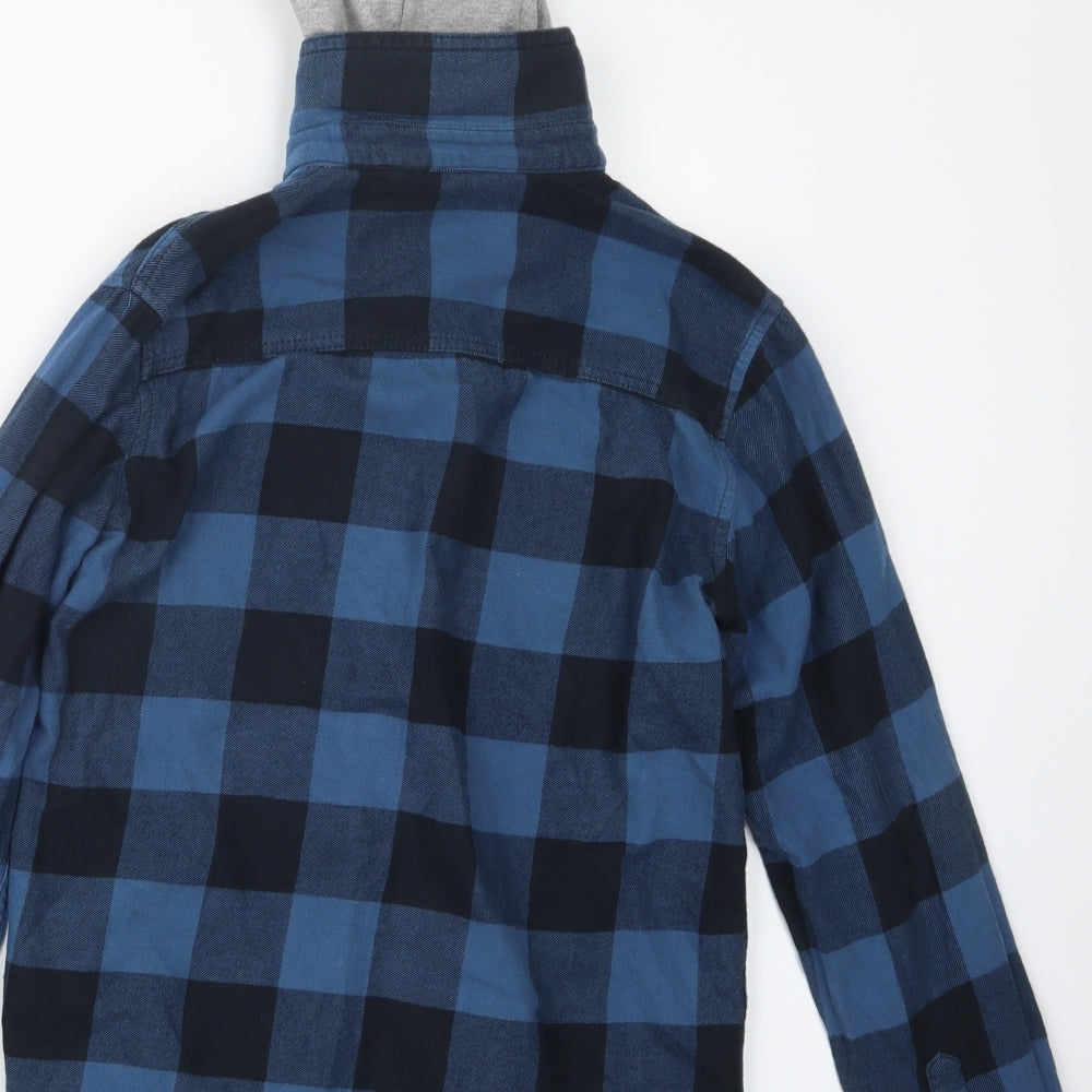 BHS Boys Blue Check  Basic Button-Up Size 11-12 Years