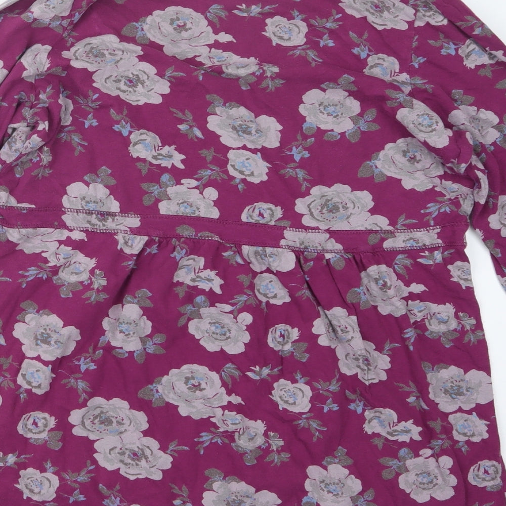 Marks and Spencer Womens Purple Floral  Basic T-Shirt Size 14
