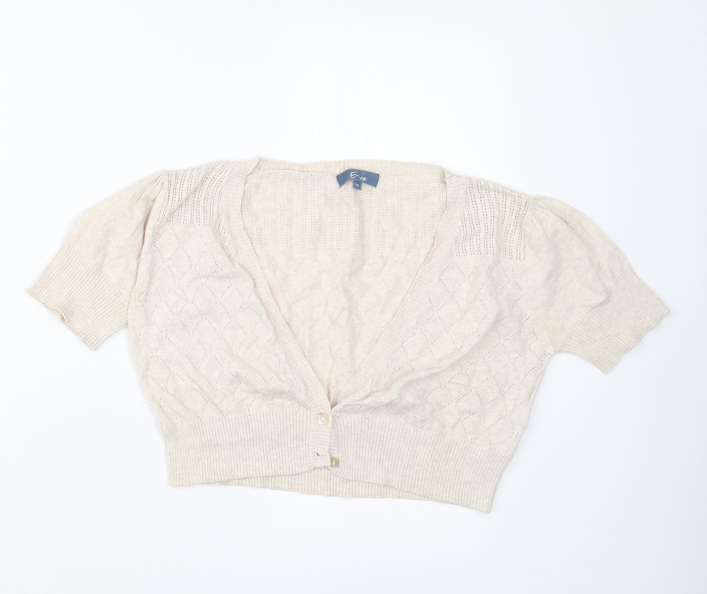E-vie Womens Beige  Knit Cardigan Jumper Size 14