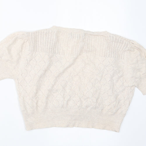 E-vie Womens Beige  Knit Cardigan Jumper Size 14