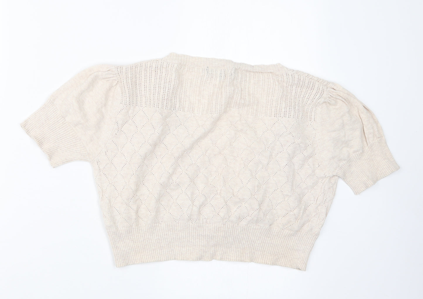 E-vie Womens Beige  Knit Cardigan Jumper Size 14